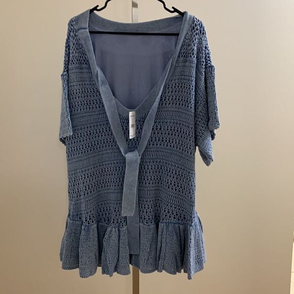 Free People Blue Crochet Mini Dress - Picture 6 of 16